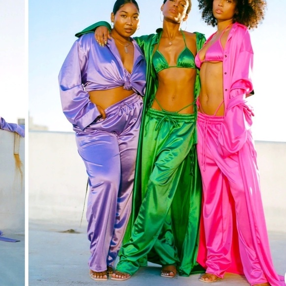 LAINA Rauma SET Small Lavender satin Club Bed Top Drawstring pants - Picture 2 of 12